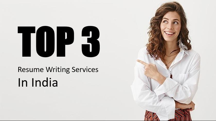 Woman pointing at text "TOP 3 Resume Writing Services In Singapore and Southeast Asia" on a white background.